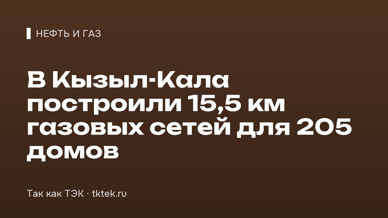 В Кызыл-Кала построили 15,5 км газовых сетей для 205 домов